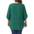 thumbnail image 4 of DARING DIVA Women's Plus Petal Sleeve Swiss Dots Blouse T-Shirt Tops 1X Dark Green, 4 of 6