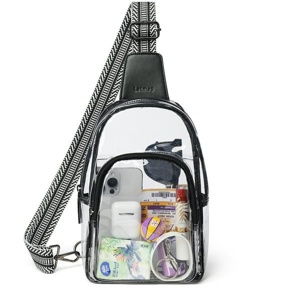 Clear Crossbody Bag for Women - Stadium Approved Transparent Purse with Zipper Pockets, Meets 12x6x12 Size Policy for Concerts, Sports Games & Events