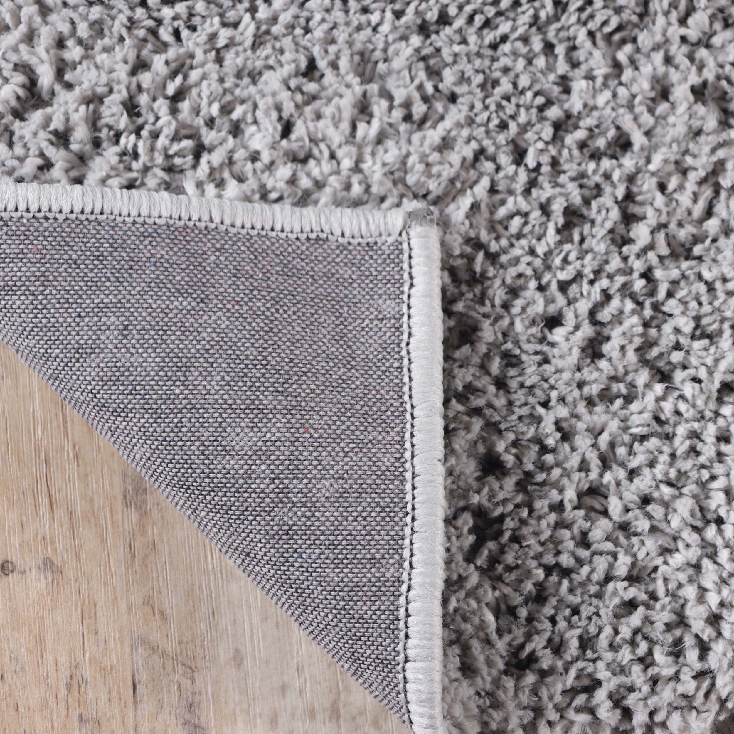 BNM Solid Indoor Shag Runner or Area Rug, 4' x 6', Silver