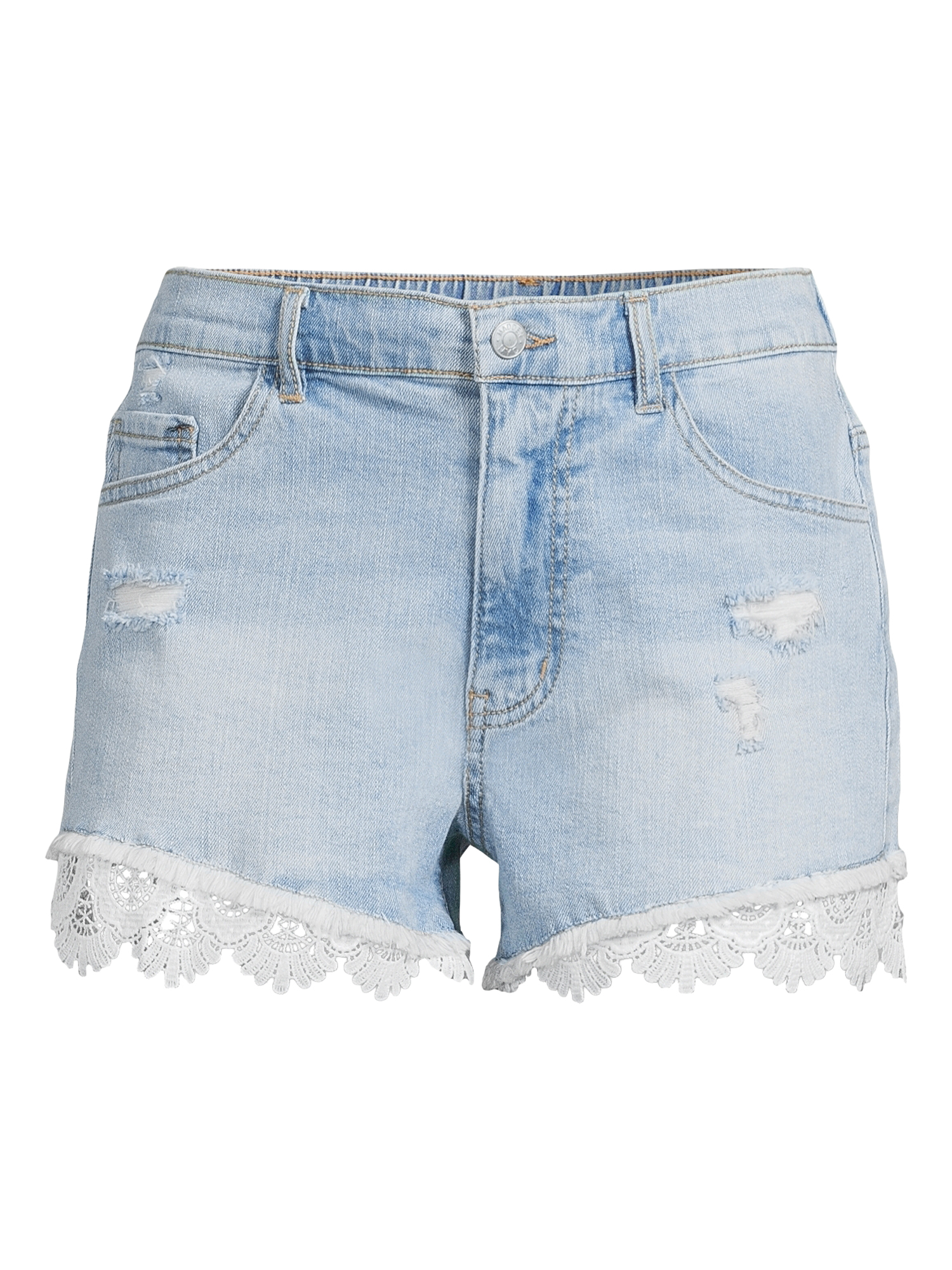 Madden NYC Juniors Plus Size Crochet Denim Shorts