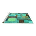 thumbnail image 2 of Ahgly Company Machine Washable Indoor Rectangle Patchwork Turquoise Blue Transitional Area Rugs, 3' x 5', 2 of 4