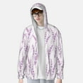 thumbnail image 2 of KLL Veste à Capuche Extérieure Protection Solaire UPF 50+ pour Hommes et Femmes avec Imprimé de Fleurs de Lavande, Manches Longues, Chemise de Pêche Randonnée Performance - Grande Taille, 2 of 7