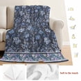 thumbnail image 5 of Navy Blue Floral Blanket Soft Cozy Warm Throw Blanket for Couch, Plush Fuzzy Flannel Fleece Blankets for Sofa, Ethnic Tribe Abstract Art Flowers Bed Blankets Lightweight Gifts for Women, 40"x50", 5 of 9