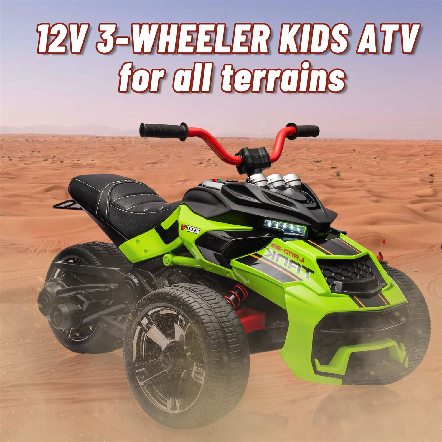 12V Kids Ride On ATV Car,3 Wheeler Motorcycle Electric Vehicle ATV with EVA Tire, LED, Music,Ride on Car Toy for Boys and Girls
