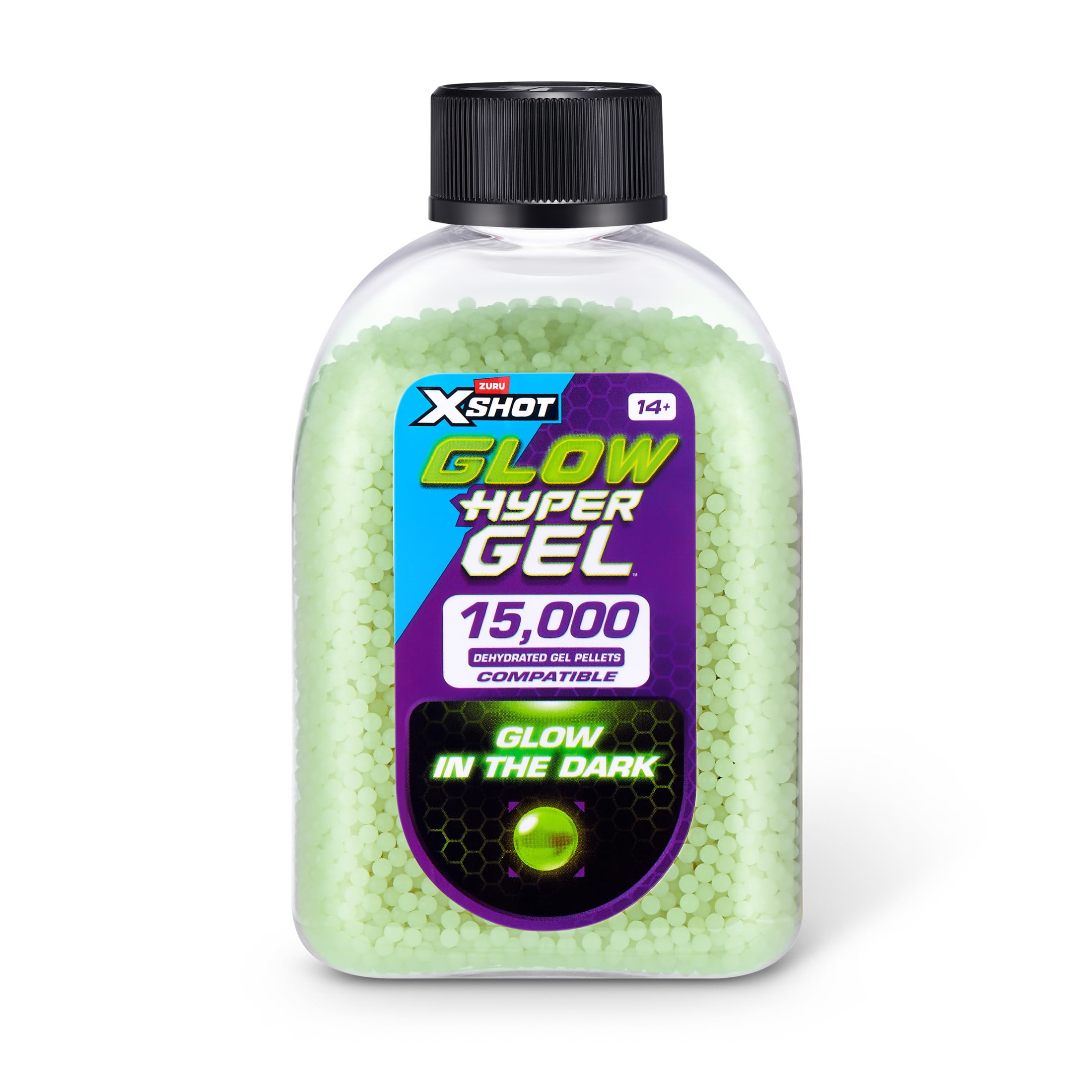 XSHOT Hyper Gel Glow In The Dark Gellet Refill Pack (15,000 gel pellets) by ZURU for Ages 14+