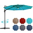 thumbnail image 2 of Costway 10ft Solar LED Cantilever Offset Patio Umbrella 360Degree Rotation Aluminum Turquoise, 2 of 7
