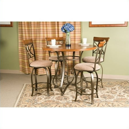 - Powell 5 Piece Hamilton Gathering Set with Swivel Counter Stools, Cherry