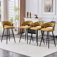thumbnail image 4 of NEW Set of 2 Yellow Velvet Bar Stools with Black Iron Legs, Modern Counter Height Stools for Home Bar, 4 of 10