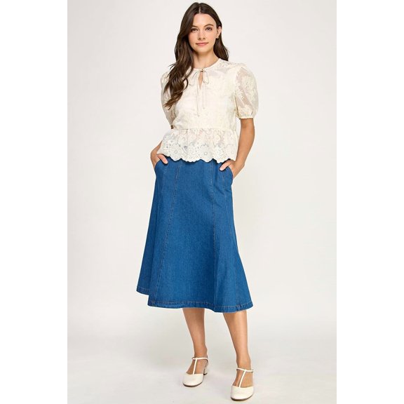 ELLISON APPAREL Midi denim skirt