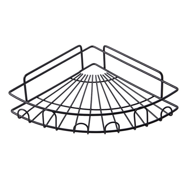 Bewildely Organizador de esquina, estante de almacenamiento de baño de hierro, soporte de cocina Triangular montado en la pared para baño y cocina Juegos de accesorios de baño Negro Bewildely HA004466-02