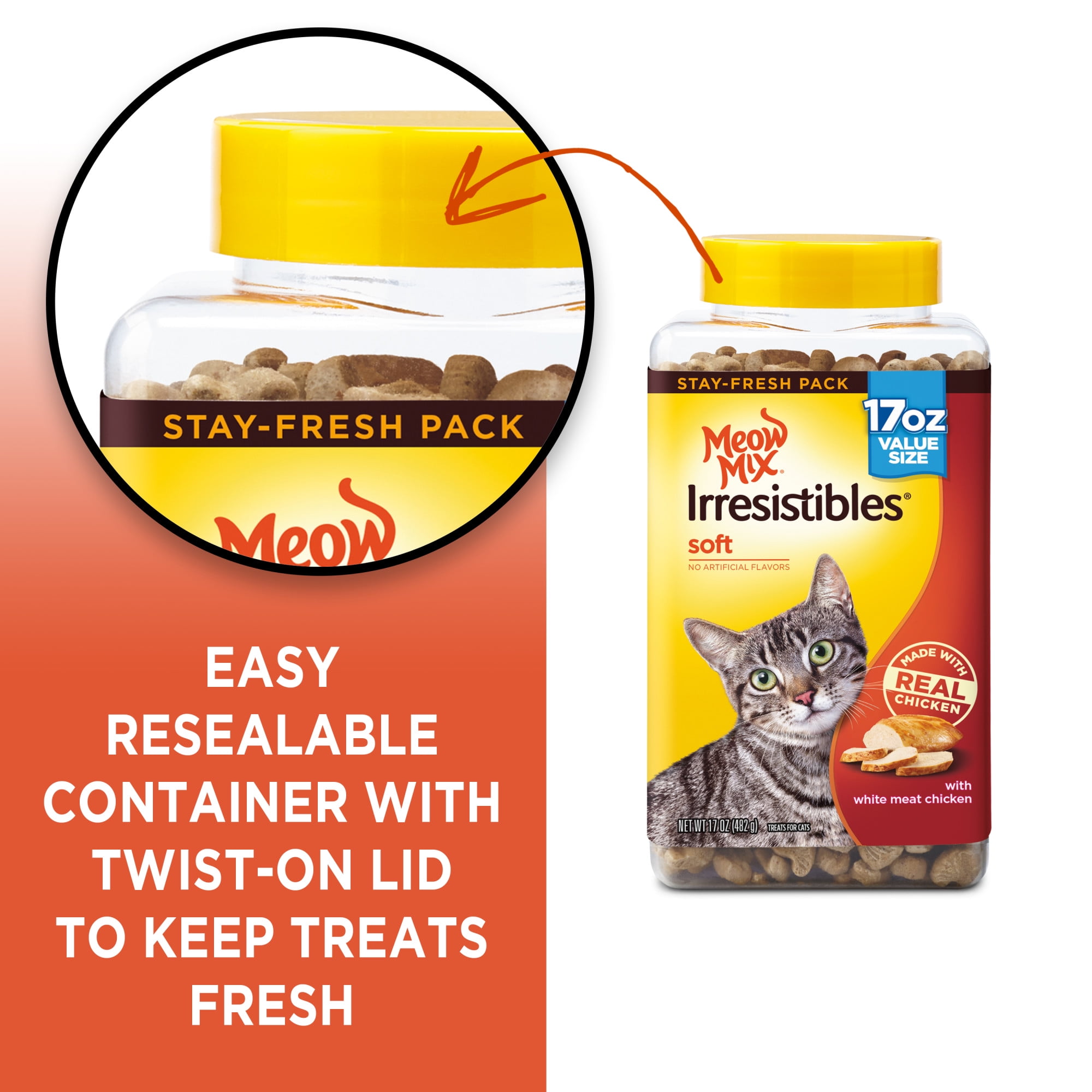 Meow Mix Treats for Cats, with White Meat Chicken, Soft