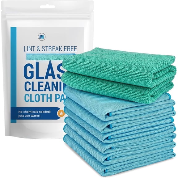 Claro 2 Step Glass Cleaning Cloth 8-Pack - Green Wet & Blue Dry  Towels Cleaning for Windows, Mirrors & Glass - Streak and Lint Free Cloth for , TV, Shower - Machine Washable