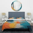 thumbnail image 3 of Designart "Paint Abstract Expression in Blue and Orange III" Abstract Painting Bedding Covert Set - Abstract Blue Modern Bed Set With 2 Shams, 3 of 5
