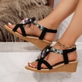 thumbnail image 5 of Hoshose Summer New Women Wedge Sandals Elastic Strap Bohemian Sandals Comfortable, 5 of 9