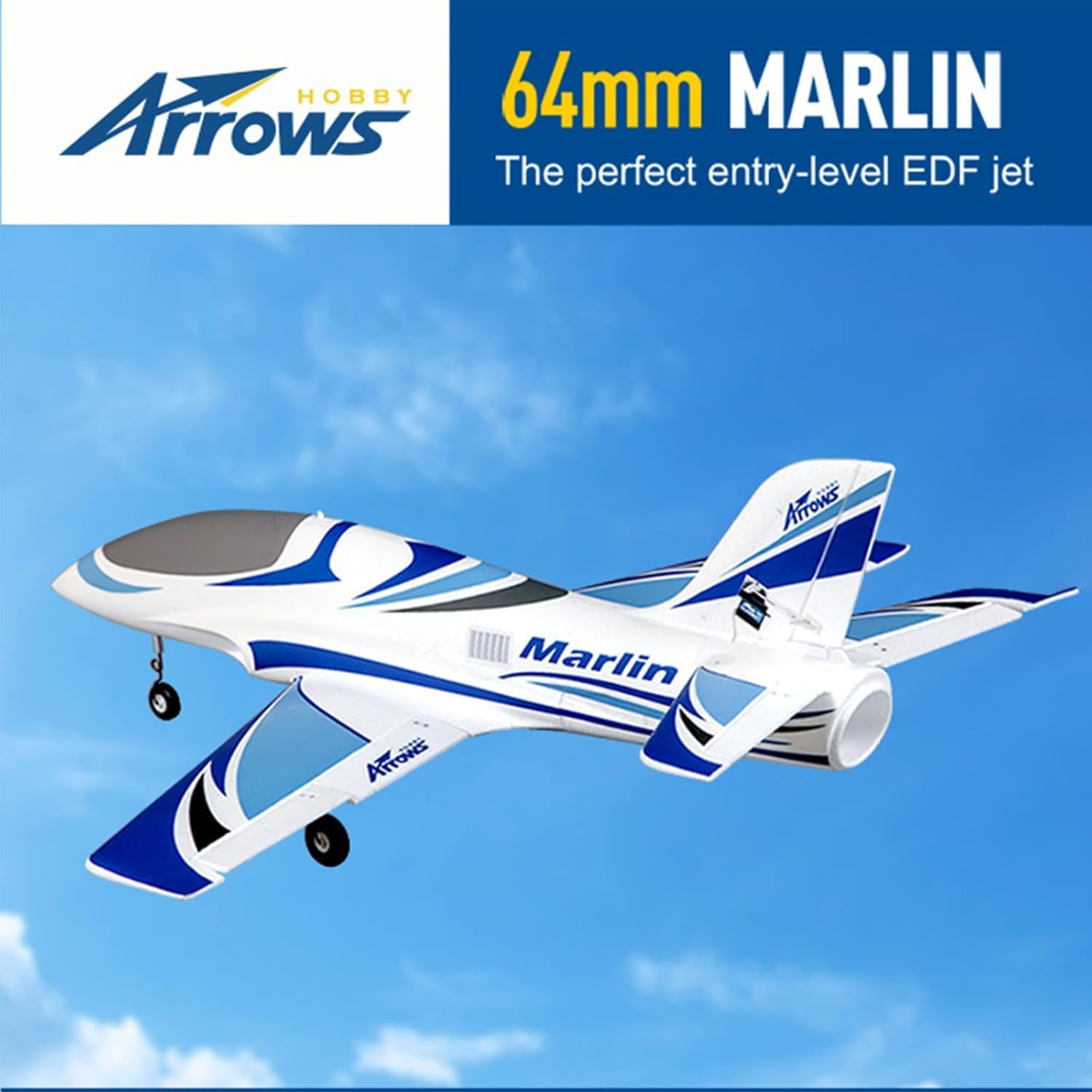 Arrows Rc Jet Rc Airplane EDF Jet Rc Planes for Adults Hobby RC Plane Marlin 64mm 6 Channel Remote Control Plane PNP (No Battery, no Charger, no Radio)