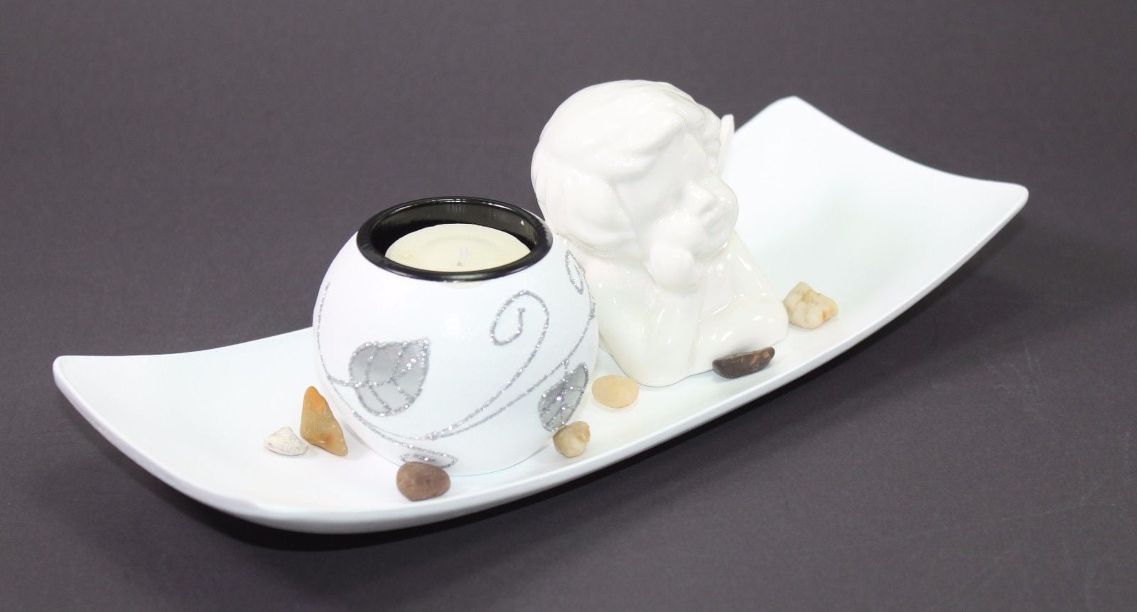 Pure White Angel Tabletop Sand Candle Stand Holder Peace / Cupid Home Decor Gift