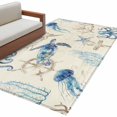thumbnail image 2 of Nautical Coastal Area Rug 4x6 FT, Non Slip Kids Room Carpet, Vintage Beach Octopus Turtle Jellyfish Washable Soft Floor Carpet Non-Shedding Throw Rug for Dorm Kitchen Study Room Home Office Bedside, 2 of 9