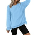 thumbnail image 3 of Loopsun Womens Winter Tops, Sweatshirts for Women, Women's Casual Fleece Solid Color Long Sleeve Warm Jacket Sweatshirt Top Light Blue, L, 3 of 5