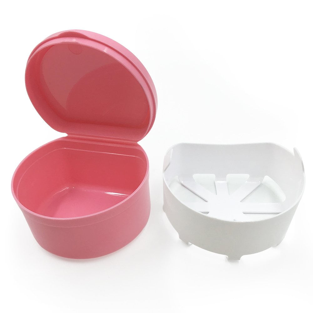 Denture Cup with Strainer,1 Box Denture Brush Retainer Case, Denture