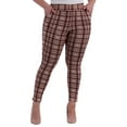 thumbnail image 4 of Plus Size Tummy Control Sculpting Treggings - Brown Plaid, 4 of 8