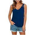 thumbnail image 3 of Avtoify Women's Casual Top Solid Color Sleeveless Collar Linen Top Round Neck Tank Top, 3 of 10