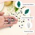 thumbnail image 3 of Uxcell 50 Pcs Horse Eye Shape Rhinestones, 10 x 5 mm Marquise Point Back Rhinestone Beads Glass Crystal Faceted Gems for Jewelry Making DIY Crafts Costume Crystal, Peacock Green, 3 of 7