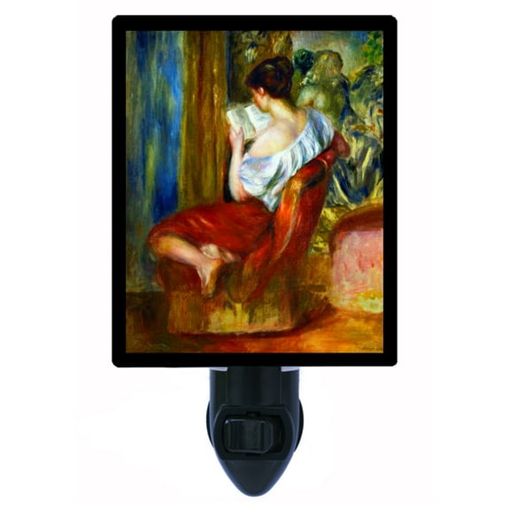 Night Light - Reading Woman. | Renoir Theme, Includes Free Switchable Insert, 4W Bulb, E12 Base
