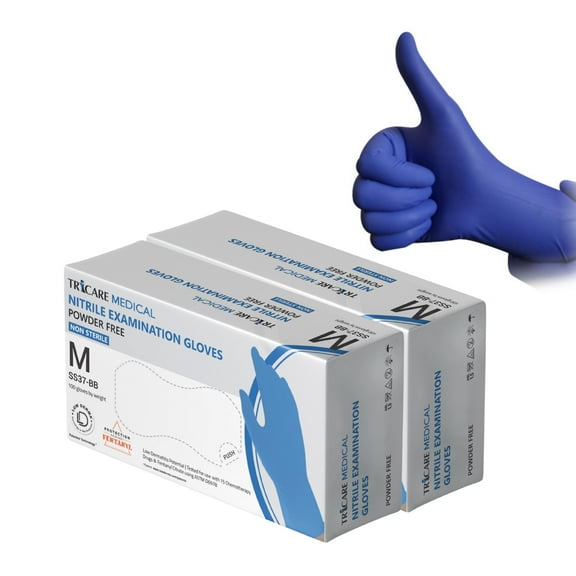 TRICARE Medical Nitrile Exam Gloves, Medium, 200 Count, Blue, Latex Free, Medical Grade, 4.7 Mil