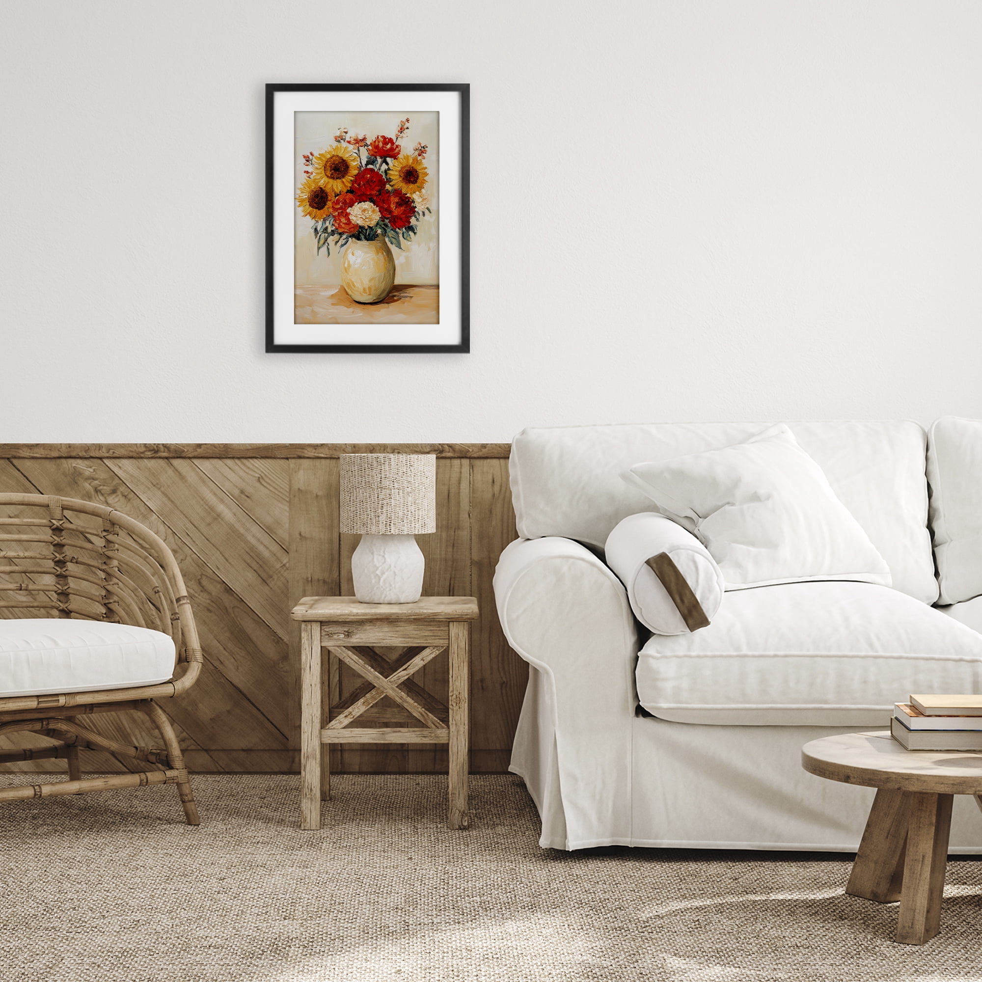 Charming Bouquet of Fall Black Framed Print Under Glass, design by Petal Prints Design