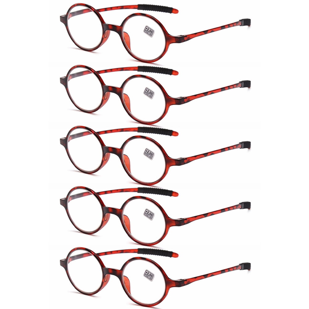 5 Pack Round Reading Glasses PC Oversized Readers Vintage Presbyopic Glasses