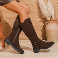 thumbnail image 6 of Yeahitch Women Boots Mid Calf Zippers Womens Winter Boots Round Toe Chunky Heel Warm Comfortable Tall Boots, 6 of 7