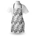 thumbnail image 4 of Hawaii Apron, Greyscale Exotic Jungle Floral Pattern with Tropical Tree Leaves and Hibiscus Pansy, Unisex Kitchen Bib with Adjustable Neck for Cooking Gardening, Adult Size, Grey White, by Ambesonne, 4 of 4