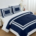 thumbnail image 2 of Chezmoi Collection Wyatt 7-Piece California King Bed in a Bag Comforter Set with Sheets Hotel Style Navy/White Square Pattern Bedding Set, 2 of 9