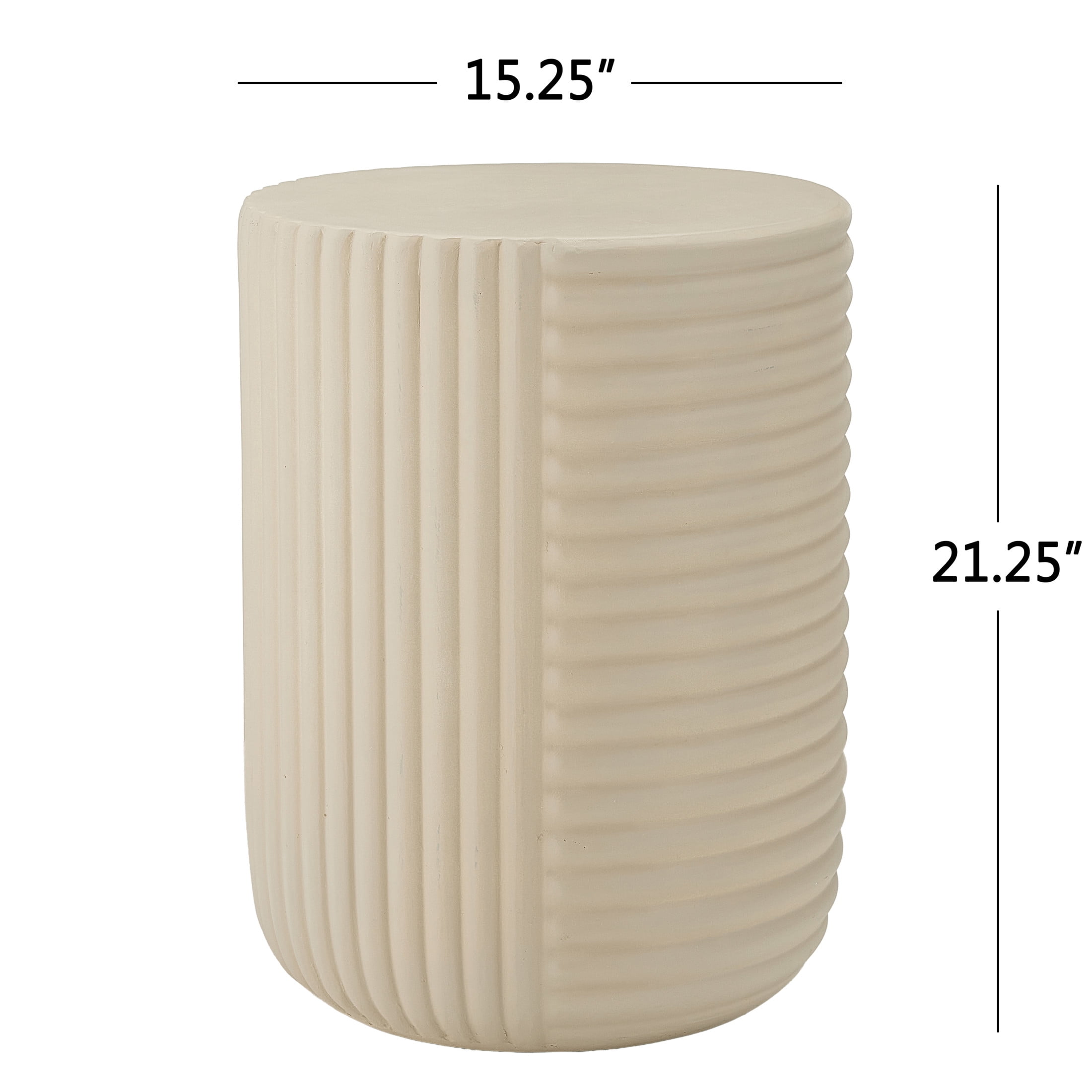 Christopher Knight Home Outdoor Lightweight Concrete Side Table, Handcrafted Ribbed, Creamy Beige