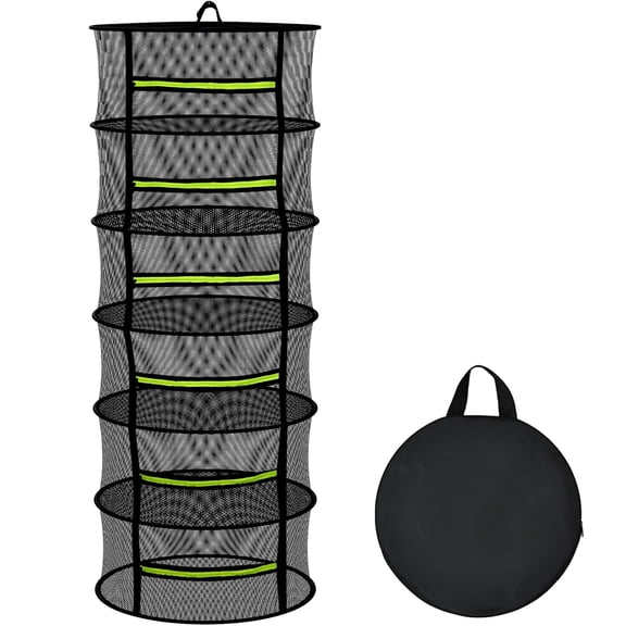 UHIAGREE 6 Layer Herb Drying Rack,Foldable Mesh Plant Dry Net Basket for Herbs Plants,with Zippers