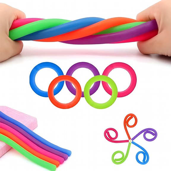 BESTSKY 5 PC Stretchy String Fidget,DIY Stress/ Anxiety Relief & Arm Muscle Training Tool for ADHD,OCD,Autism Stretchy Calming Noodle