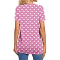 thumbnail image 6 of CheerKidz Women's Polka Dots V-Neck Button Up Short Sleeve Top Playful Print Summer Blouse Clothes Inspired Fashion Tee(Pink,M), 6 of 7