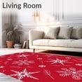 thumbnail image 2 of ODIKA 3'x5' Machine Washable Non-Slip Area Rug, Joyful Season Snowflake Celebration Hearth Entrance High Traffic Rug with Pad, Red, 608365, 2 of 8