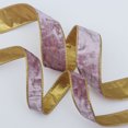 thumbnail image 3 of Nvzi Cinta para fiestas navideñas de 4 cm x 10 yardas, 1 rollo de cinta de poliéster y terciopelo, ideal para decoración navideña y envoltorio de regalos. Color morado oscuro con base dorada., 3 of 5