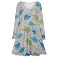 thumbnail image 3 of Cartoon Dinosaur Long Sleeve Dresses For Women Vintage Elegant Party Dress Oversized V-neck Dress S-8XL, 3 of 7