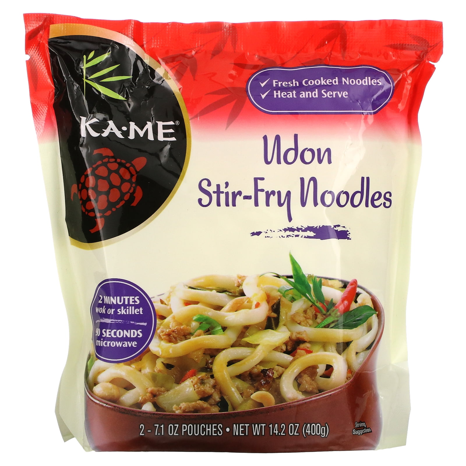 KAME, Udon StirFry Noodles, 2 Pouches, 7.1 oz Each