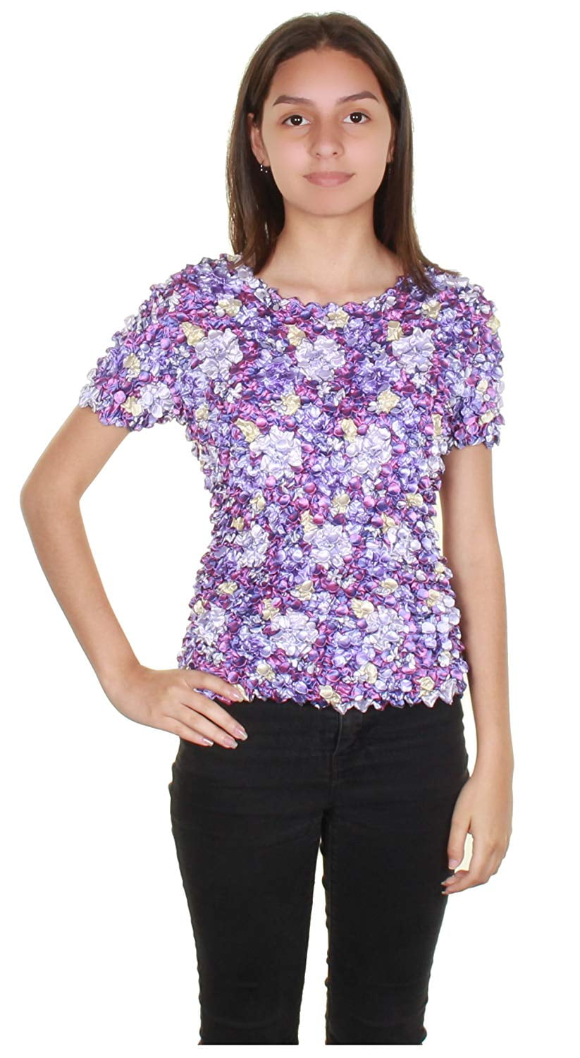 Gilbin's Short Sleeve Popcorn Top Magic Bubble Blouse Expanding Shirt (Short Sleeve St11