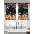 thumbnail image 2 of Fall Watercolor Pumpkin Eucalyptus Leaves Thanksgiving Black Sheer Curtains 45 inches Long, Light Filtering Sheer Window Curtains Rod Pocket Voile Drapes for Bedroom Living Room, 2 Panels 52"W x 45"L, 2 of 7