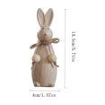 thumbnail image 3 of 5.7" Wooden Bunny Figurine - Rustic Farmhouse Wood Rabbit Decor, Spring Easter Tiered Tray Ornament for Mantel and Table Centerpiece, 3 of 6