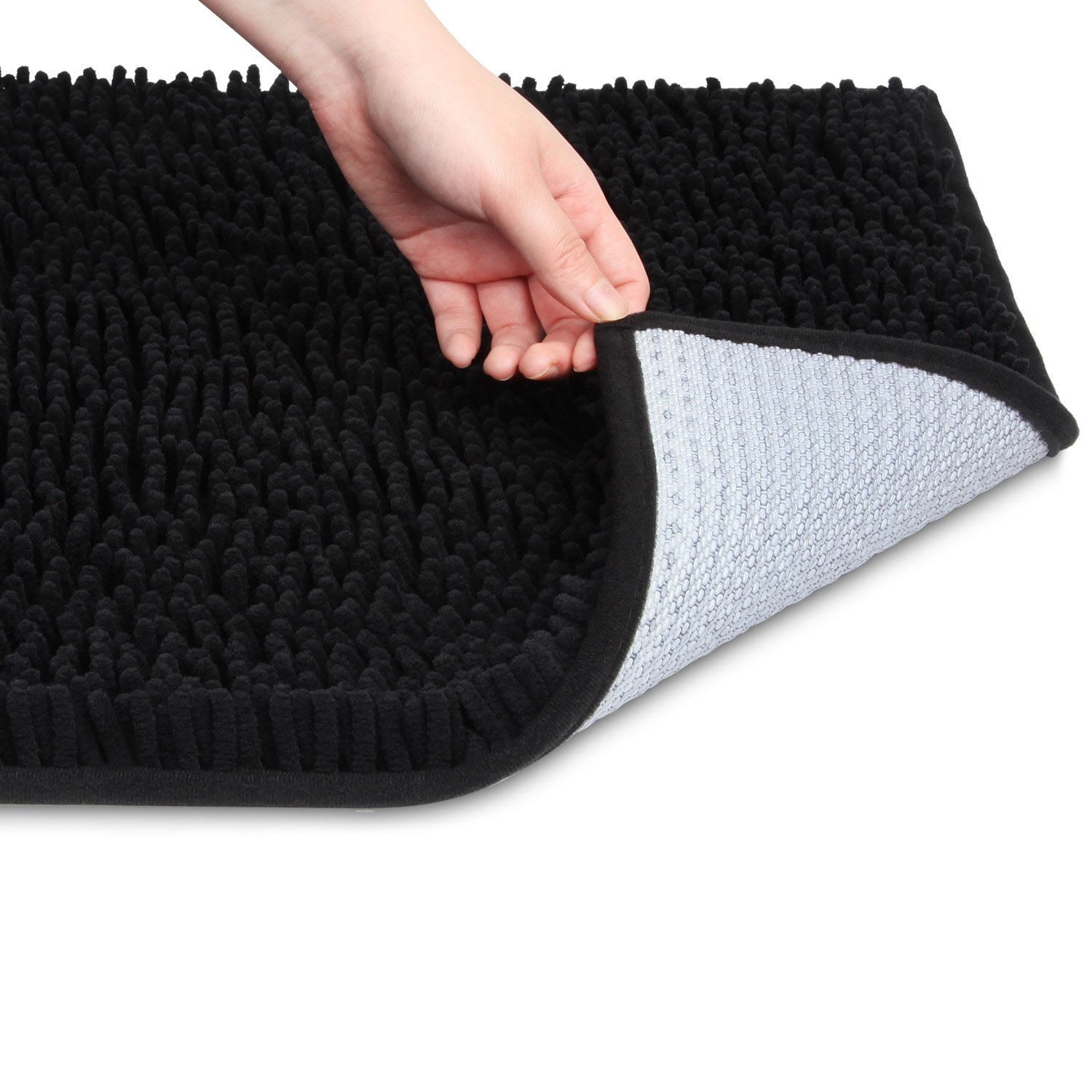 Vdomus Nonslip Microfiber Shag Bathroom Mat 20 x 32Inches (Black