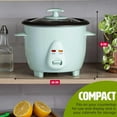 thumbnail image 3 of Mini Rice Cooker with Removable Nonstick Bowl and Auto Keep Warm Function, Great For Soups, Stews, Grains and Oats, 6 Cups Cooked (3 Cups Uncooked), 1.5-Quart, Aqua, 3 of 6