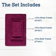 thumbnail image 6 of Casa Lino 8Pc Premium Bath Towel Set (2 Bath Towels, 4 Washcloths, 2 Hand Towels) - 100% Cotton, 400GSM & Ultra Absorbent (Prune), 6 of 7