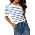 thumbnail image 6 of HAEOF Women's 2024 Trendy Summer Tops Lightweight Striped Puff Short Sleeve Crew Neck Dressy Casual T Shirts, 6 of 10