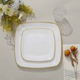 thumbnail image 2 of Efavormart 10 Pack | 7" White With Gold Rim Square Plastic Dessert Party Plates, Disposable Appetizer Salad Plates, 2 of 11