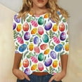 thumbnail image 2 of lcziwo Ofertas en Walmart Womens Plus Size Tops Easter 3/4 Length Sleeve Shirts Fashion Eggs Graphic Tees Shirt Casual Crew Neck Pullover Blouse Multicolor L, 2 of 6